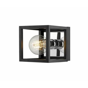 Z-Lite Kube 1-Light Wall Sconce In Matte Black With Chrome