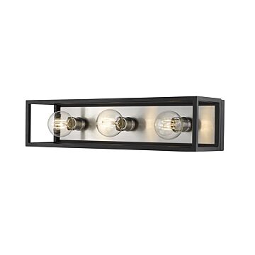 Z-Lite Kube 3-Light Bathroom Vanity Light In Matte Black With Brushed Nickel