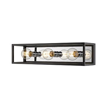 Z-Lite Kube 3-Light Bathroom Vanity Light In Matte Black With Chrome