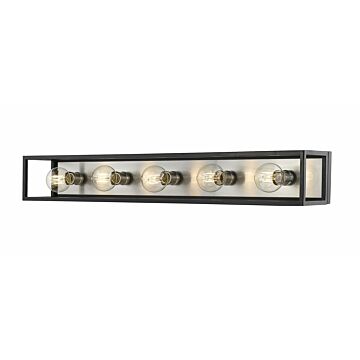 Z-Lite Kube 5-Light Bathroom Vanity Light In Matte Black With Brushed Nickel