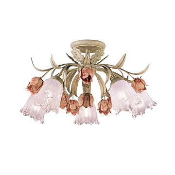 Southport Five Light Semi Flush Mount in Sage Rose by Crystorama