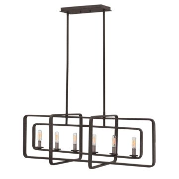Hinkley Quentin 6-Light Linear Chandelier In Aged Zinc