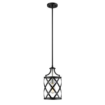 Z-Lite Malcalester 1-Light Mini Pendant Light In Matte Black With Brushed Nickel
