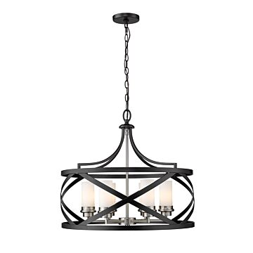 Z-Lite Malcalester 6-Light Pendant Light In Matte Black With Brushed Nickel