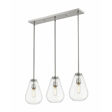 Z-Lite Ayra 3-Light Linear Pendant Light In Brushed Nickel