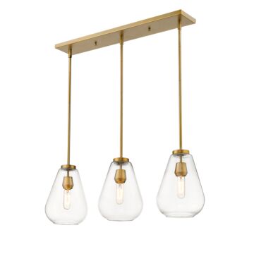 Z-Lite Ayra 3-Light Linear Pendant Light In Olde Brass