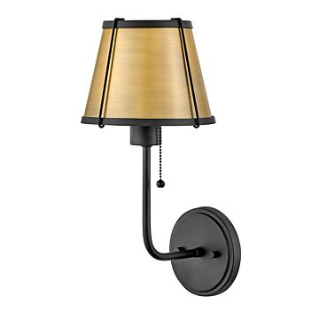 Clarke 1-Light Sconce in Black with Lacquered Dark Brass accents
