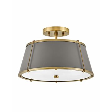 Hinkley Clarke 2-Light Semi-Flush Ceiling Light In Lacquered Dark Brass