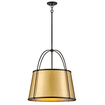 Clarke 4-Light Large Pendant in Black with Lacquered Dark Brass accents