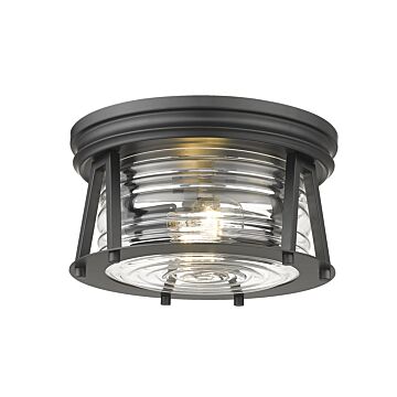Z-Lite Cape Harbor 2-Light Flush Mount Ceiling Light In Matte Black
