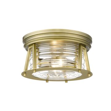 Z-Lite Cape Harbor 2-Light Flush Mount Ceiling Light In Rubbed Brass