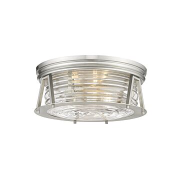 Z-Lite Cape Harbor 3-Light Flush Mount Ceiling Light In Brushed Nickel