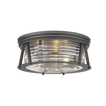 Z-Lite Cape Harbor 3-Light Flush Mount Ceiling Light In Bronze