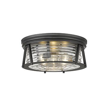 Z-Lite Cape Harbor 3-Light Flush Mount Ceiling Light In Matte Black