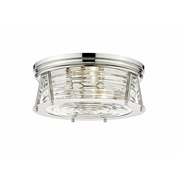 Z-Lite Cape Harbor 3-Light Flush Mount Ceiling Light In Polished Nickel