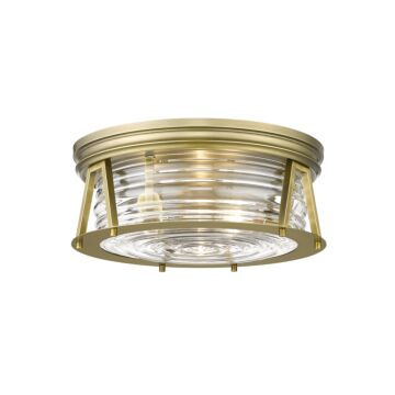Z-Lite Cape Harbor 3-Light Flush Mount Ceiling Light In Rubbed Brass
