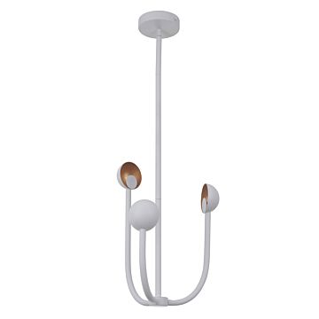 Craftmade Foundry 3 Light Modern Chandelier in Matte White with Gold Leaf