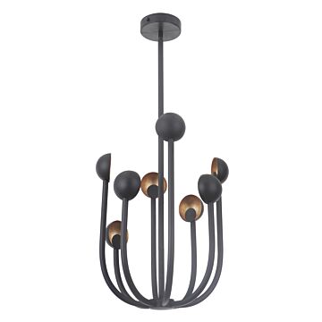 Craftmade Foundry 8 Light Modern Chandelier in Matte Black with Gold Leaf