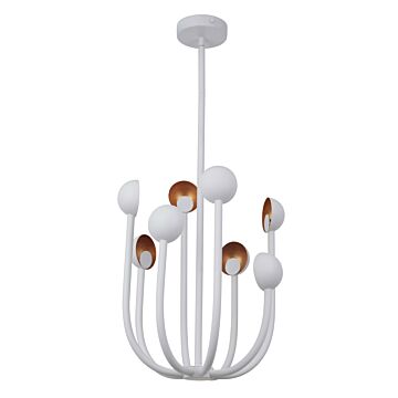 Craftmade Foundry 8 Light Modern Chandelier in Matte White with Gold Leaf
