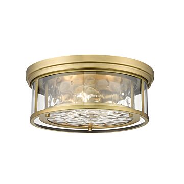 Z-Lite Clarion 3-Light Flush Mount Ceiling Light In Rubbed Brass