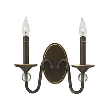 Hinkley Eleanor 2-Light Wall Sconce In Light Oiled Bronze