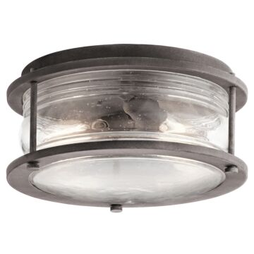 Ashland Bay Two Light Outdoor Ceiling Mount in Weathered Zinc by Kichler