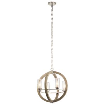 Grand Bank Four Light Outdoor Chandelier in Distressed Antique Gray by Kichler