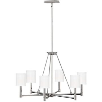 Buchanan Six Light Chandelier in Polished Nickel by Hinkley