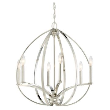 Tilbury Six Light Chandelier in Polished Nickel by MinkaLavery