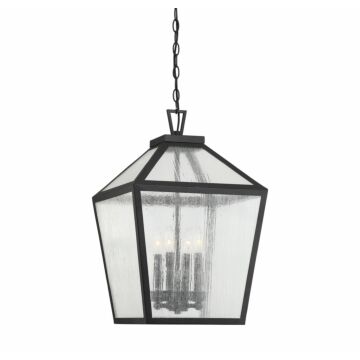 Woodstock Four Light Outdoor Hanging Lantern in Black by Savoy House