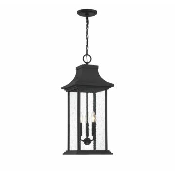 Hancock Three Light Outdoor Pendant in Matte Black by Savoy House