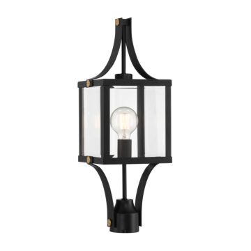 Raeburn One Light Outdoor Post Lantern in Matte Black and Weathered Brushed Brass by Savoy House