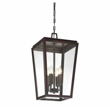 Milton Four Light Outdoor Hanging Lantern in English Bronze by Savoy House