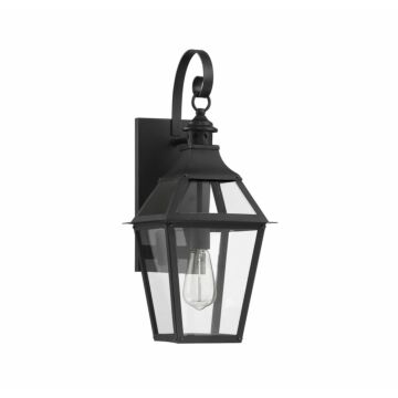 Savoy House Jackson 1 Light Outdoor Wall Lantern in Matte Black with Gold Highlights