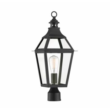 Jackson One Light Post Lantern in Blackith Gold Highlights by Savoy House