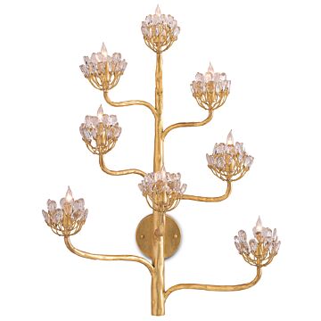 Currey & Company 8-Light 32" Agave Americana Gold Wall Sconce in Dark Contemporary Gold Leaf