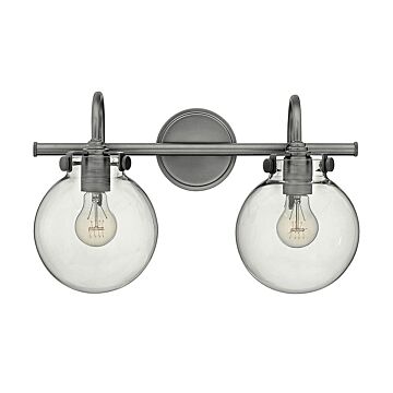 Hinkley Congress 2-Light Bathroom Vanity Light In Antique Nickel
