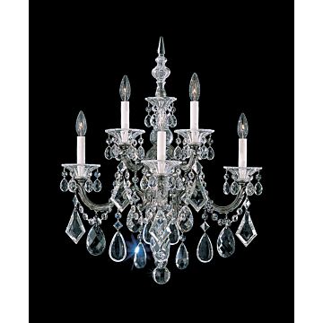 La Scala Five Light Wall Sconce in Antique Silver by Schonbek
