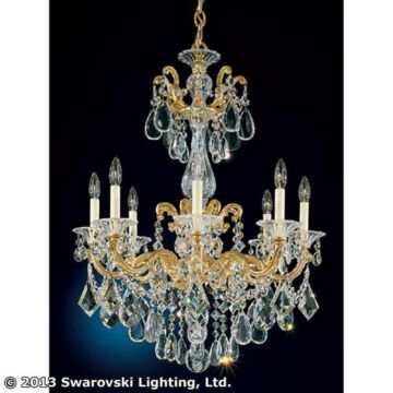 La Scala Eight Light Chandelier in Heirloom Gold by Schonbek