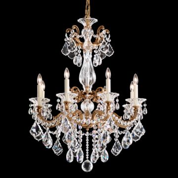 La Scala Eight Light Chandelier in Florentine Bronze by Schonbek