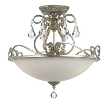 Ashton Three Light Semi Flush Mount in Olde Silver by Crystorama