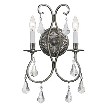 Ashton Two Light Wall Sconce in Olde Silver by Crystorama
