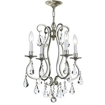 Ashton Four Light Mini Chandelier in Olde Silver by Crystorama