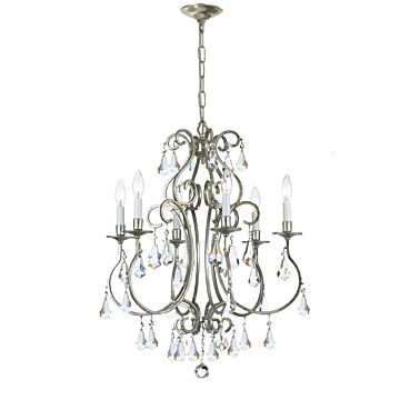 Ashton Six Light Chandelier in Olde Silver by Crystorama