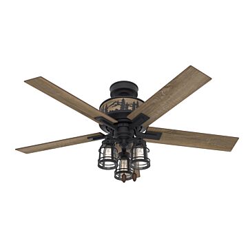 Vista 3-Light 52" Ceiling Fan in Natural Black Iron