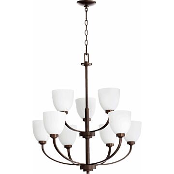 Reyes Nine Light Chandelier in Oiled Bronze by Quorum International