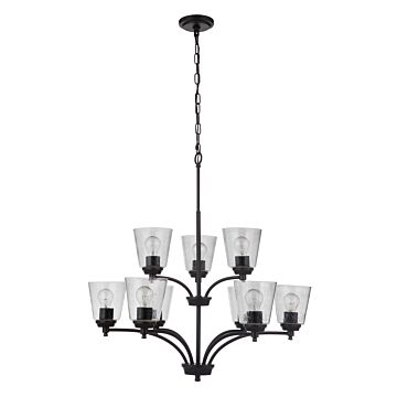 Craftmade Tyler 9-Light Transitional Chandelier in Flat Black