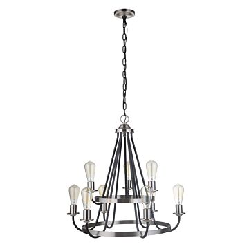 Randolph Nine Light Chandelier in Flat Black Brushed Polished Nickel by Craftmade