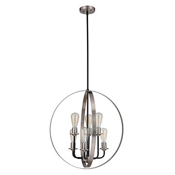 Randolph Six Light Foyer Pendant in Flat Black Brushed Polished Nickel by Craftmade