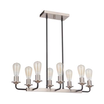 Randolph Eight Light Island Pendant in Flat Black Brushed Polished Nickel by Craftmade